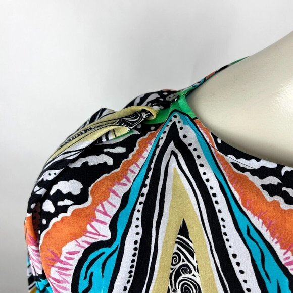 Jim Thompson‎ Silk Short Wrap Kaftan Women 10 NWOT Hi Low Abstract Tunic Top - Picture 7 of 12